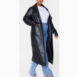 NWT Plus Size Black PU Trench Coat